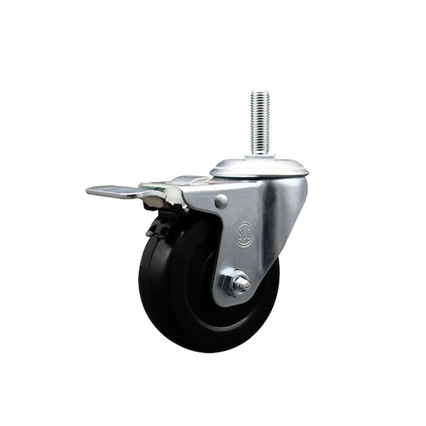 35 Inch Hard Rubber Wheel Swivel 34 Inch Threaded Stem Caster Total Lock Brake SCC